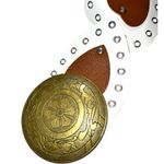 Classic White /brown Women's belt with heart shaped design and brass like buckle Photo 4