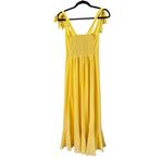 Lulus Summer Invite Tie Strap Smocked Midi Dress Butter Yellow Size XS Photo 4