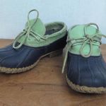 LL Bean Women's Bean Boots, Rubber Mocs with Leather Green Uppers 7M Blue Size 7 Photo 0