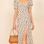 Reformation Lacey Midi Dress in White/Black Polka Dot size 2 Photo 0