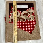 Hand Made In Haiti Happy Mushroom Needlepoint Tote Quirky Cute Red Checkered Photo 2