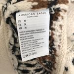 American Eagle  Outfitters Womens Hooded Sweater M Deer Knit Acrylic Cotton Beige Photo 4