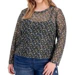 2pc Floral Long Sleeve Mesh Top & Tank Set 1X Photo 0