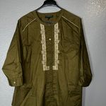 Lane Bryant  Olive Green Embroidered Button Front Tunic Top 22/24 Boho Style Photo 2