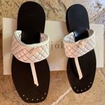 Joie  Batton White Quilted Leather Sandal 38.5 8 8.5 T Strap Thong Photo 0