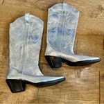 ZARA Women’s Leather Pointed Toe Cowboy Boots Silver Size 6 NWT Photo 2
