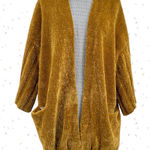 Anthropologie Gold Mustard Chenille Cardigan Soft Cozy Oversized Sweater Moth Anthro Size S Photo 0