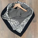 Vintage Echo 100% Silk Houndstooth Paisley Print Scarf Black and Cream 34" sq Photo 0