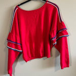 Love by Design ✨  Red Ruffle Sleeve Cropped Knit Sweater Small Photo 0