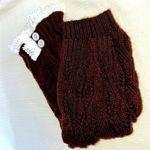 Boot Socks Brown and Cream Cozy Soft & Warm with Ruffle & Button Detail Photo 1