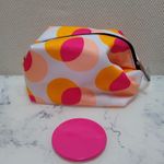 Clinique  Zippered Makeup Bag and Mirror Travel Pink Orange White New Photo 2