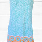 CABANA LIFE Sleeveless Halter Shift Dress Size Small SPF Aqua Orange Blue Photo 0