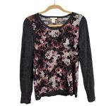 White + Warren 100% Cashmere Floral Sweater Pullover Size Small Black Photo 0