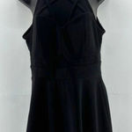 Emerald Sundae Dress Women Junior L Black Mesh Cutout Halter Sexy Swing Gold Zip Photo 0