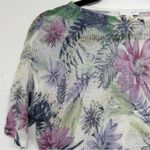 J Jill Purple Blue Floral Linen Blend Short Sleeve Sweater M Short Sleeve Size M Photo 1