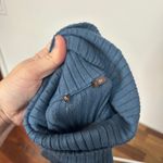 J. McLaughlin  Arlette Sweater XS Knit Rib Stretch Button Turtleneck Blue Solid Photo 2