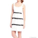 H by Halston HALSTON White Black Sleeveless Fringe Cocktail Dress Tiered Ruffle Size 6 New Photo 6