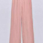 ZARA NWT pink pleated plisse flowy summer elastic waistband pants Photo 4