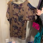 Beautiful olive plum floral silk cold shoulder mini dress Armour Vert whimsigoth Green Size XS Photo 9