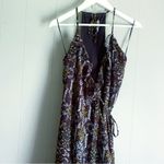 Dex Blue Brown Floral Strappy Wrap Maxi Dress S White Photo 1