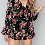 Show Me Your Mumu Show Me Your MUMU Black Velvet Floral Kelsey Romper Size Medium Photo 0