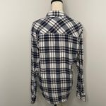 Coastal Plaid Flannel Shirt Medium‎ Blue Casual Button Up Preppy Grunge Granola Photo 3