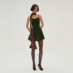 For Love & Lemons  MARTINI OLIVE VELVET MINI DRESS size L Photo 3