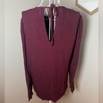 Raquel Allegra Women's 0 Burgundy Long Sleeve Blouse High Gathered Neck Fray Hem Red Photo 1