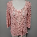 Buckle  Moa Moa peach lace crochet neck blouse size medium Photo 1