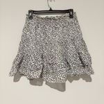 Planet Gold Ditsy Floral cotton smocked Tiered Ruffle Skirt White Black medium Photo 1