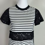 Sea‎ New York Brenton Striped Lace Cut Out Dress in Black & Ivory Stripes Size 0 Photo 3
