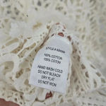 Yoana Baraschi Anthropologie  Top White Lace‎ Crochet Fringe Trim Short Sleeve S Photo 5