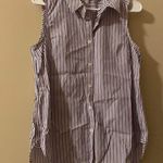 Milly Striped Sleeveless Collared Button Down Purple Top Photo 0