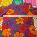 American Vintage Nouveau Floral Flowers Vintage Retro Bright Rayon Size Medium M Shirt Blouse Photo 3