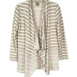 Chico's Chico’s Beige White Striped Open Front Long Sleeve Cardigan Small Photo 0