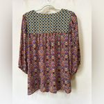Rose + Olive  ditsy floral peasant blouse. Sz 1 X colorful, lightweight NWT Photo 1