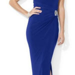 Ralph Lauren Lauren  royal blue slit maxi dress ruched embellished Photo 0