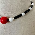 Vintage black white and red mod bead necklace Photo 1