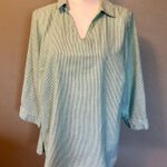 Christopher & Banks Christopher Banks Blouse Womens X Used Green Striped Photo 2