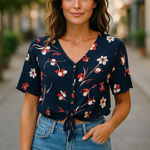 Urban Outfitters  Romantics Cropped Floral‎ Top Size L Photo 0