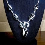 Sterling Silver Old Southwest White Buffalo Turquoise Cabochon Link Necklace 925 Photo 12