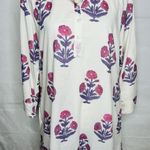 Victoria Dunn Collared Shirt Dress Size XL Floral White Pink Purple Lined Photo 2