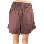 Abercrombie & Fitch Brown Linen Pleated High Elastic Waist Wide Leg Shorts Sz L Photo 1