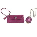 Coach Vintage 90ās: ā Suede Turnlock Wristlet Bag ā Magenta + Silver Hardware ā Photo 1