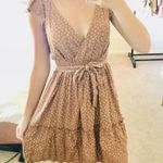 Candie's  brown floral tie waist deep v ruffle dress Photo 3