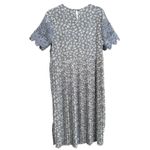Saving Paige Floral Lace Pleated Midi‎ Dress Women's Size S Blue Modest Dainty Photo 1