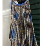 T Tahari ACCORDION PLEATED SKIRT Blue Paisley Maxi Midi Lined Sz Small NWT Photo 4