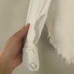 Urban Outfitters White Button-Up Shirt Casual Frayed Hem Textured Small Photo 3