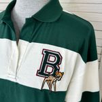 Disney  Bambi Rugby Stripe Cropped Polo Shirt Green White Small Long Sleeve Photo 5