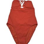 BECCA by Rebecca virtue Becca Pucker Up Cutout Ribbed One Piece Swim Orange Large Photo 0